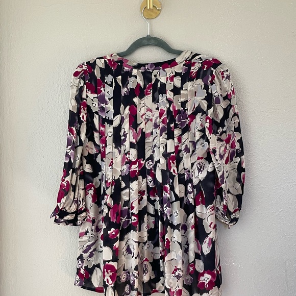 Joie Silk Floral Pleated Peasant Blouse - Picture 4 of 7